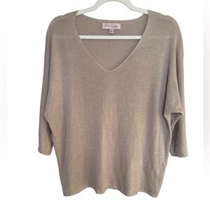 Philosophy Lightweight Boxy V-Neck Knit Oatmeal Taupe Neutral Top Women’s Sz M